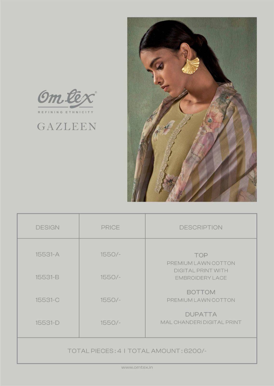 GAZLEEN By OMTEX 15531 A TO 15531 D Beautiful Festive Suits Stylish Colorful Fancy Casual Wear & Ethnic Wear PREMIUM COTTON Dresses At Wholesale Price